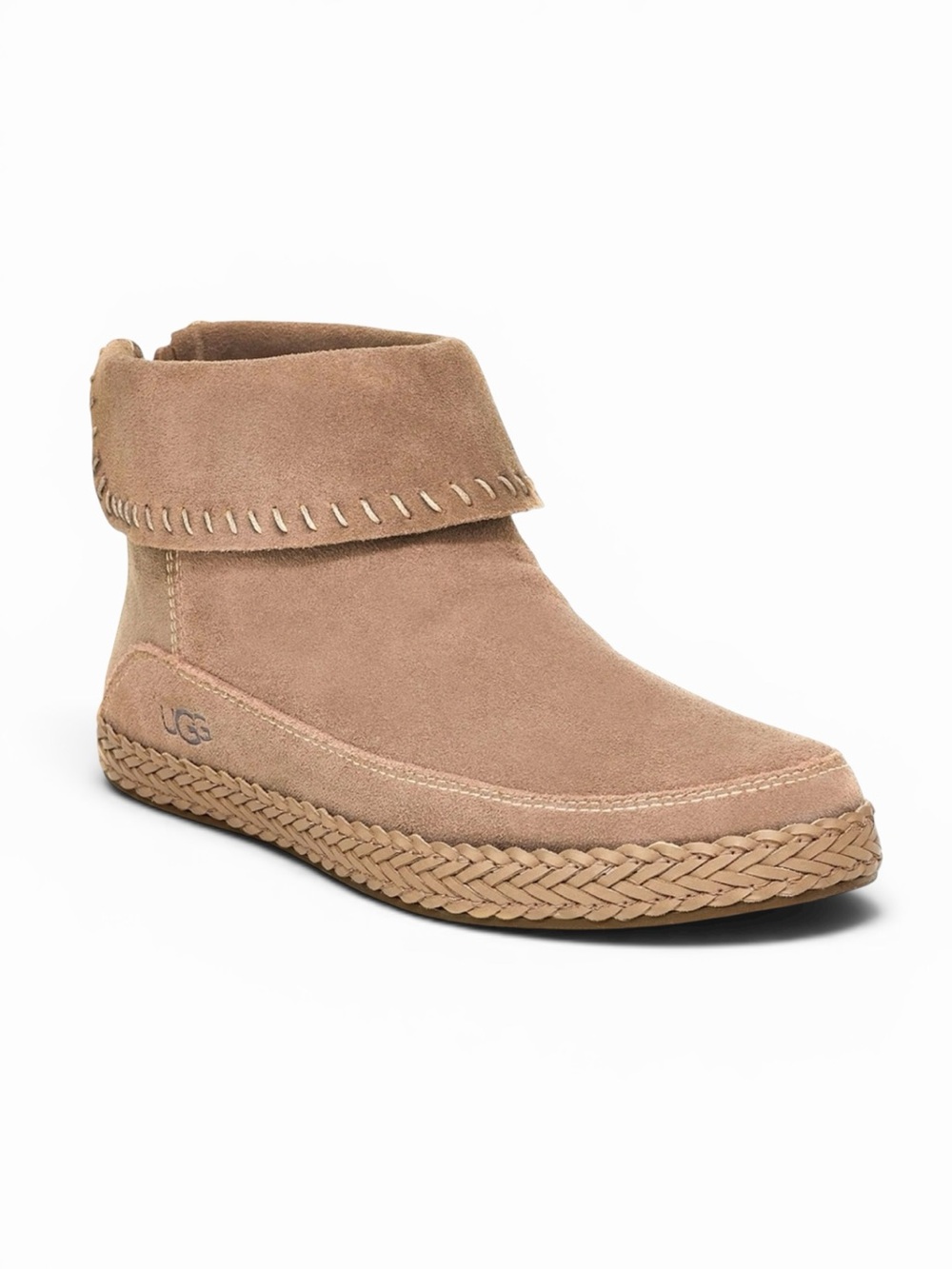 UGG Varney Suede Ankle Boots Foldover Zip Chestnut Brown Size 11